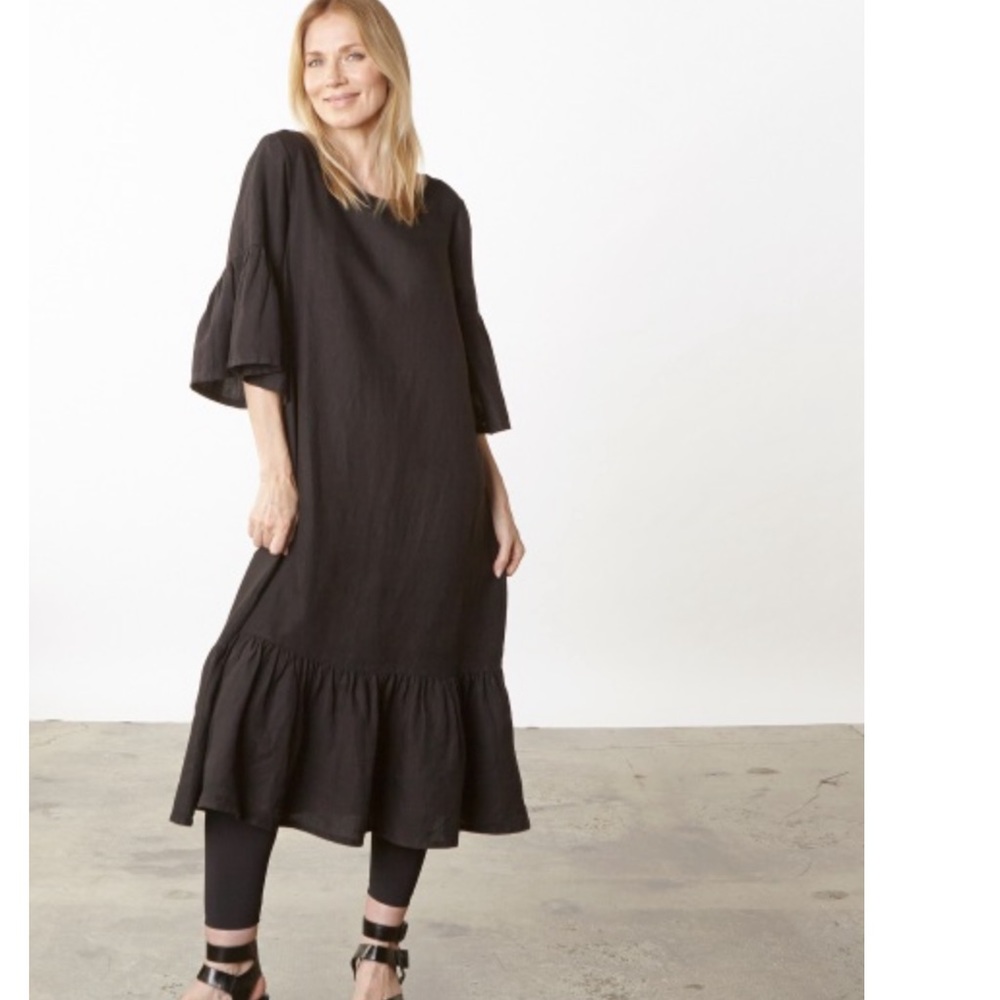 Bryn Walker Seraphina Black Linen Dress XL